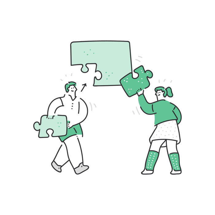 puzzle, build, man, woman, connect