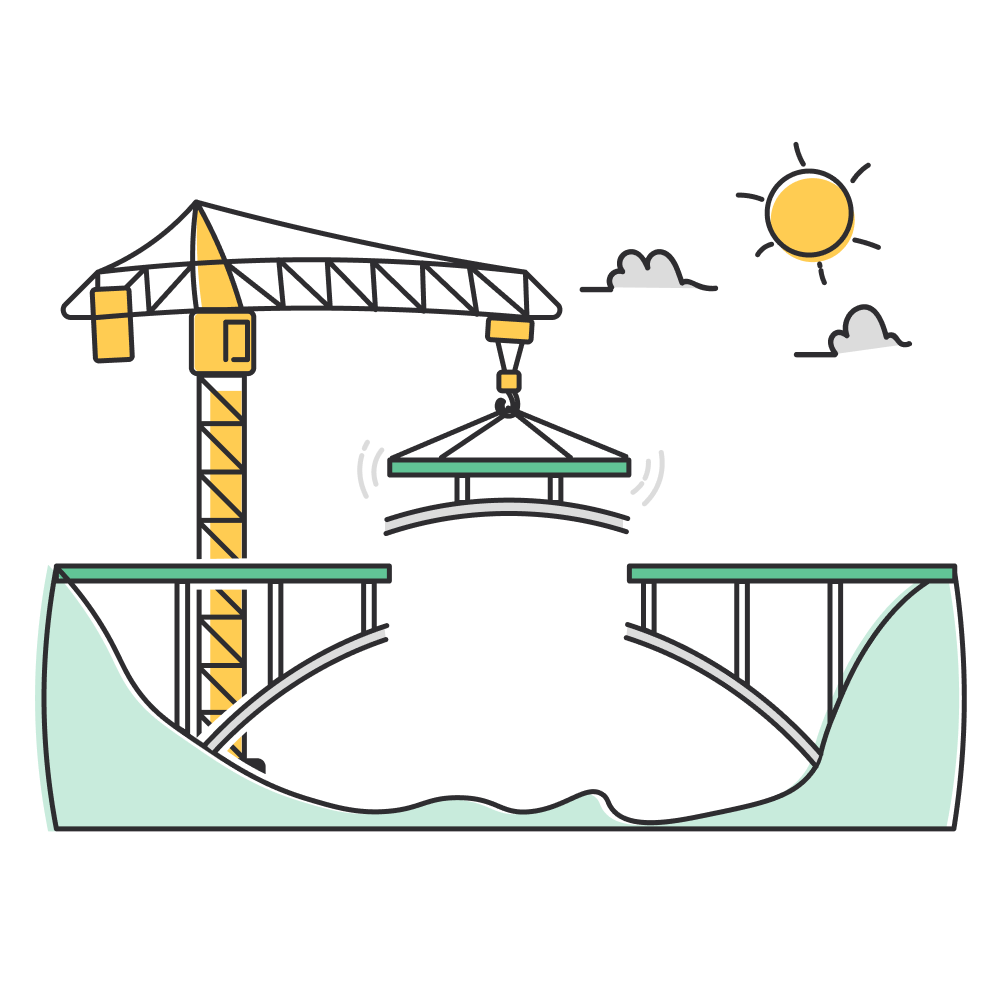 bridge, lift, construction, road, structure - Multicolor